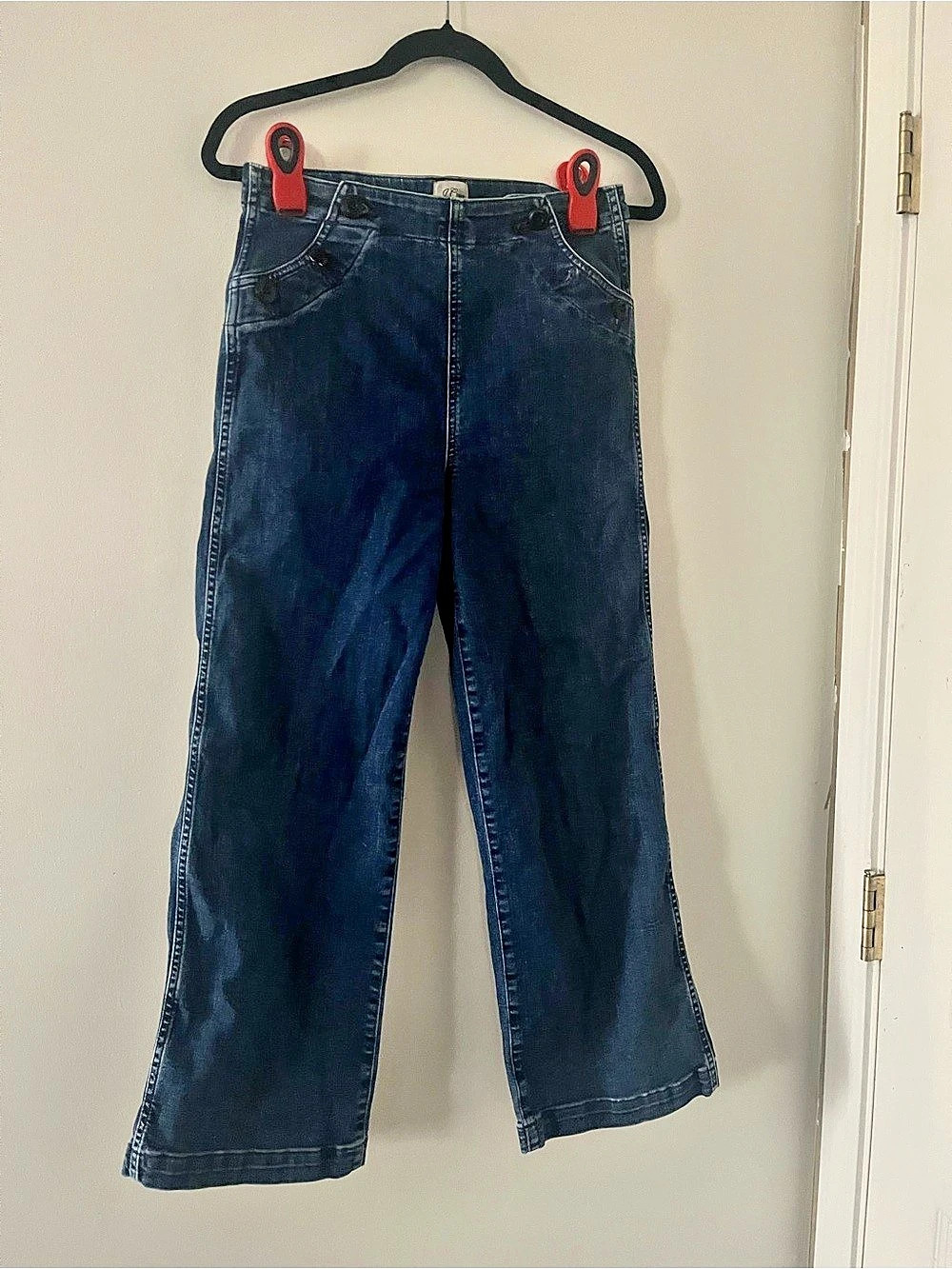 J Crew Dark Wash Blue Wide Leg Jeans 28 Casual Minimalist Preppy